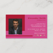 Hot Pink Red Business Marketing Berufliches Foto Visitenkarte (Rückseite)