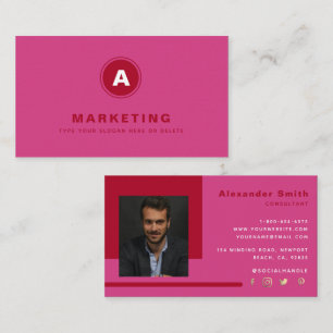Hot Pink Red Business Marketing Berufliches Foto Visitenkarte