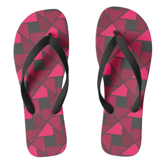 Hot Pink Red Geometric Sandal Flip Flops Badesandalen (Fußbett)
