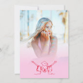 Hot Pink Red Hand gezeichnet Scrible Hats Abschlus Einladung (Rückseite)