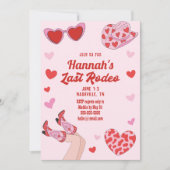 Hot Pink Red Last Rodeo Bachelorette Einladung (Vorderseite)
