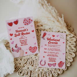 Hot Pink Red Last Rodeo Bachelorette Einladung