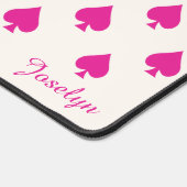 Hot Pink Retro Ace Muster mit Namen Schreibtischunterlage (Ecke)