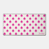 Hot Pink Retro Ace Muster mit Namen Schreibtischunterlage (Vorderseite)