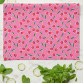 Hot Pink Retro Berry Cherry Pop Art Geschirrtuch (Gefaltet)