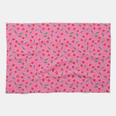 Hot Pink Retro Berry Cherry Pop Art Geschirrtuch (Horizontal)
