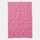Hot Pink Retro Berry Cherry Pop Art Geschirrtuch (Vertikal)