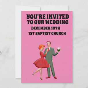 HOT PINK RETRO COUPLE WEDING CUSTOM ERSUCHUNGEN EINLADUNG