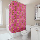 Hot Pink Retro Diamond Shower Curtain Duschvorhang (Beispiel)