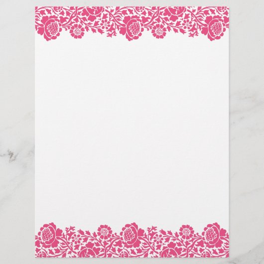 Hot Pink Retro Floral Damask Border (Vorderseite)
