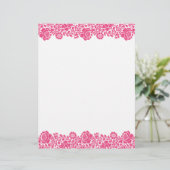 Hot Pink Retro Floral Damask Border (Stehend Vorderseite)