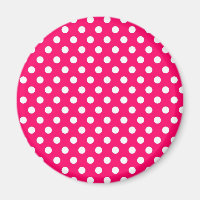 Hot Pink Retro Polka Dots Muster Magnet