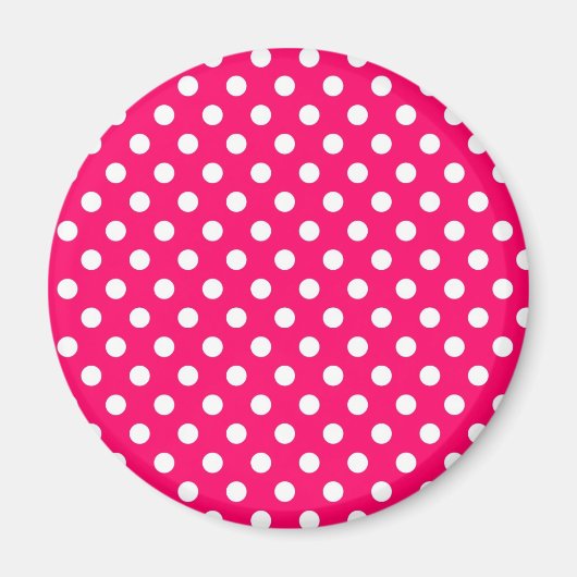 Hot Pink Retro Polka Dots Muster Magnet (Vorne)