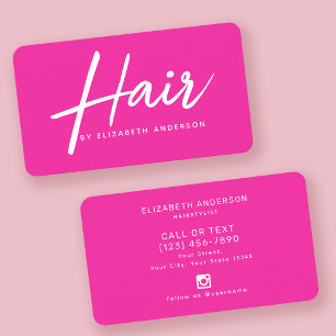 Hot Pink Retro-Script Friseur  Visitenkarte