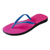 Hot Pink Retrowave Grid Flip Flops Badesandalen (Schrägansicht)