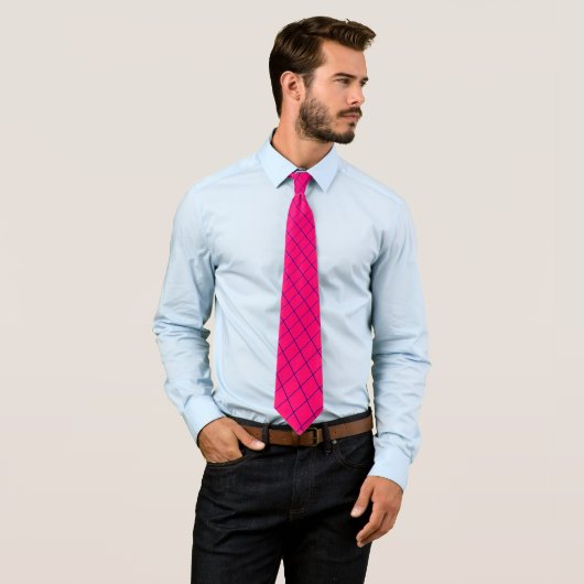 Hot Pink Retrowave Raster Neck Tie Krawatte (Beispiel)