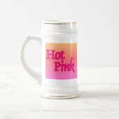 Hot Pink Reverse White Stein Gold Trimmung Bierglas (Links)