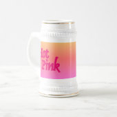 Hot Pink Reverse White Stein Gold Trimmung Bierglas (Vorderseite Links)
