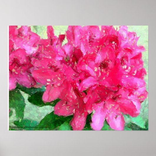 Hot Pink Rhododendron Ei Crackle Abstrakt Poster (Vorne)