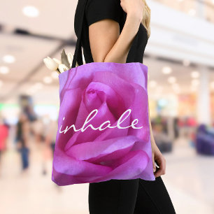 Hot Pink Rose Blumenfotografie Inhalative Skripte Tasche