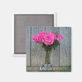 Hot Pink Rose Bouquet im Stall Magnet (Vorderseite/Rückseite)