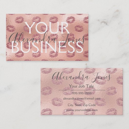 Hot Pink & Rose Gold Visitenkarte (Vorne/Hinten)