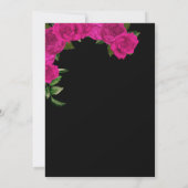 Hot Pink Rose Schwarz und Gold Elegantes Quinceane Einladung (Rückseite)