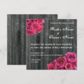 Hot Pink Rose und Barnwood Hochzeit Einladung (Vorne/Hinten)