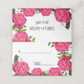 Hot Pink Rose Wedding Platzkarte (Außenseite Aufgefaltet)