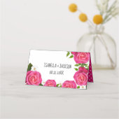 Hot Pink Rose Wedding Platzkarte (Rückseite)