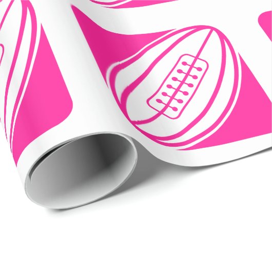 Hot Pink Rugby Geschenkpapier (Rolleneckpunkt)