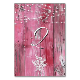 Hot Pink Rustic Holz String Lights Mason Jar Tischnummer