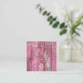 Hot Pink Rustic Holz String Lights Speichern Sie d Begleitkarte (Stehend Vorderseite)