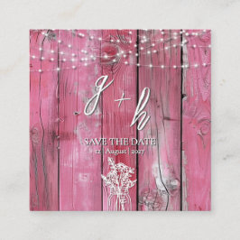 Hot Pink Rustic Holz String Lights Speichern Sie d Begleitkarte