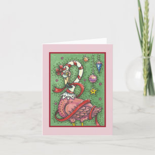 HOT PINK SANTA FLAMINGO CHRISTMAS GREETCARD B FEIERTAGSKARTE