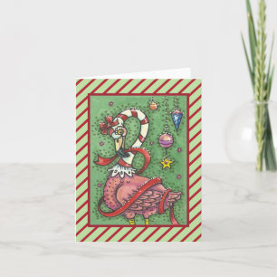 HOT PINK SANTA FLAMINGO CHRISTMAS GREETCARD V FEIERTAGSKARTE