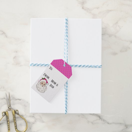 Hot Pink Santa Geschenkanhänger (Mit Garn)