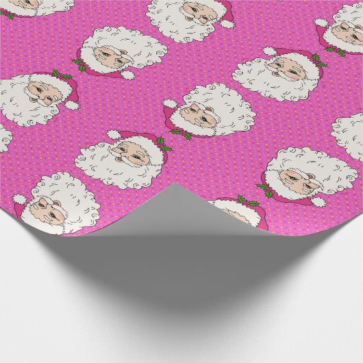 Hot Pink Santa Geschenkpapier (Ecke)