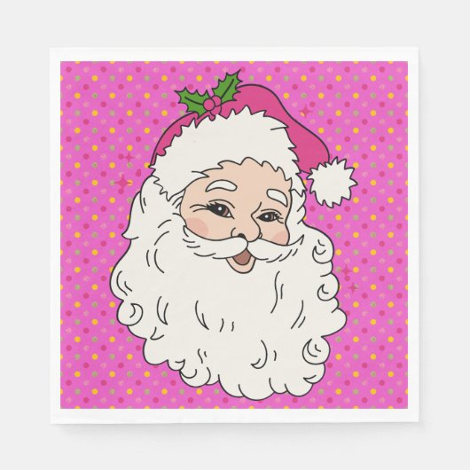 Hot Pink Santa Serviette (Vorderseite)