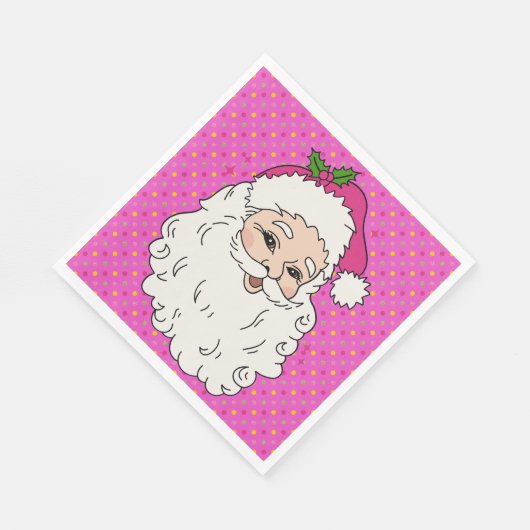 Hot Pink Santa Serviette (Ecke)