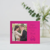 Hot Pink Satin Bow - Danke Postkarte (Stehend Vorderseite)