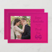 Hot Pink Satin Bow - Danke Postkarte (Vorne/Hinten)