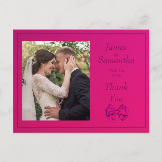 Hot Pink Satin Bow - Danke Postkarte (Vorderseite)