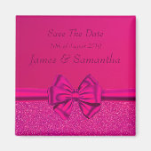 Hot Pink Satin Bow - Save the Date Magnet (Vorne)