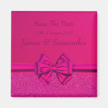Hot Pink Satin Bow - Save the Date