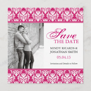 HOT PINK SAVE THE DATE FOTOKARTEN