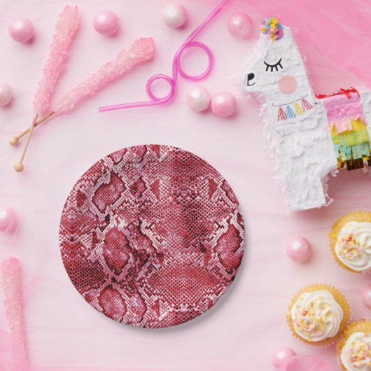Hot-Pink-Schlange Pappteller (Party)