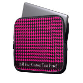 Hot-Pink-Schwarz-Hahnentrittmuster Laptopschutzhülle (Vorderseite Links)