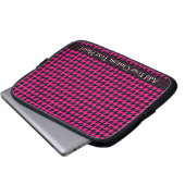 Hot-Pink-Schwarz-Hahnentrittmuster Laptopschutzhülle (Vorne Knopf)
