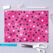 Hot Pink Schwarz und Weiß Wasserfarbe Polka Punkte Seidenpapier (Handwerk)